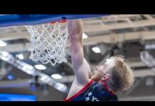Mobilaris highlight of the game vs. Högsbo: Caleb McGills alley-oop-dunk